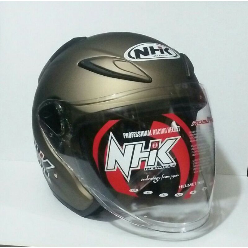 HELM HALF FACE HELM NHK HALF FACE NHK R6 GREY DOFF HELM PRIA WANITA KUALITAS PREMIUM ORIGINAL