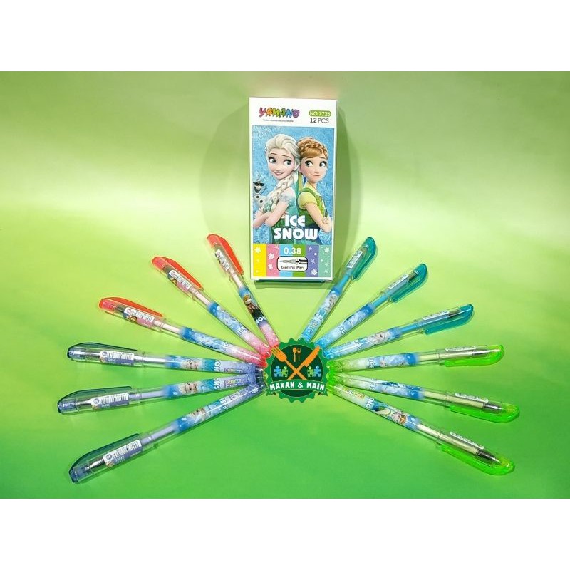Pulpen Bolpen Gel Ballpoint ATK Anak Sekolah Disney Frozen Elsa Anna Cars Lightning Mcqueen 7726 28