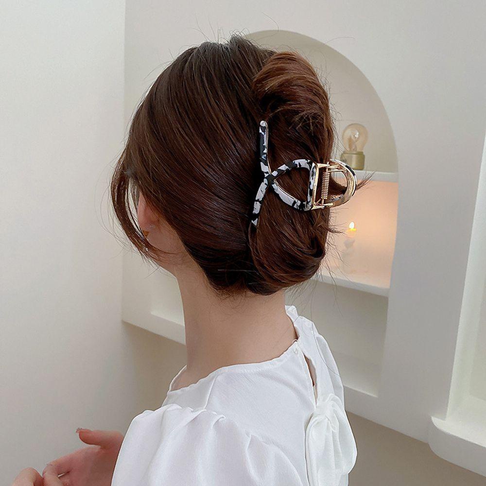 Needway  Wanita Cakar Rambut Elegan Hiasan Kepala Rambut Jepit Silang Asetat Temperamen Ponytail Holder