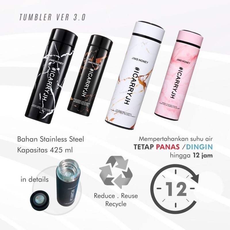 Botol Termos Air Minum Panas Dingin dari Jimshoney   / Tumbler Stainless Vacuum flask