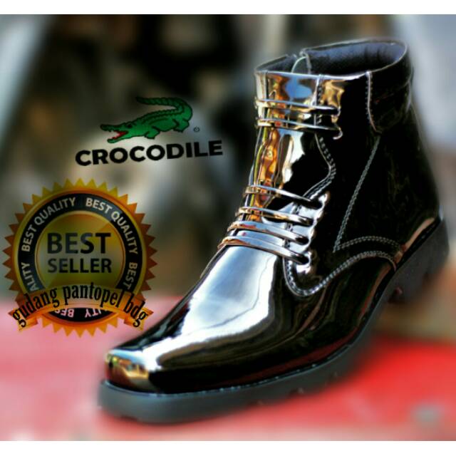 Sepatu PDH Crocodile Hitam dop Resleting - Type C-03R