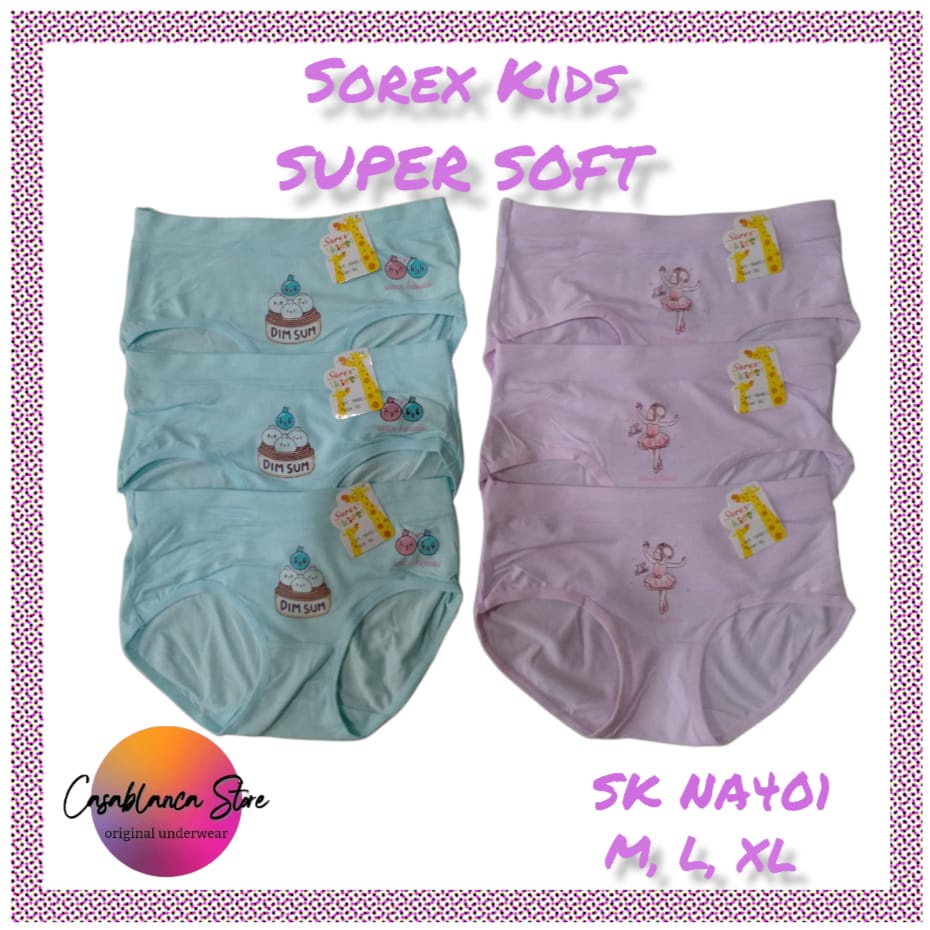 CELANA DALAM ANAK PEREMPUAN SOREX KIDS SUPER SOFT (Art. SK NA401) BERBAHAN SANGAT HALUS &amp; LEMBUT.