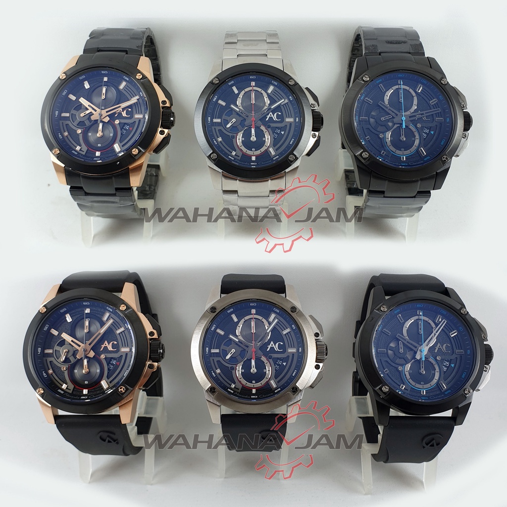 Alexandre Christie AC 9602 MC / Jam Tangan Pria AC9602 AC Collection Chrono Sport Rantai FKM Rubber