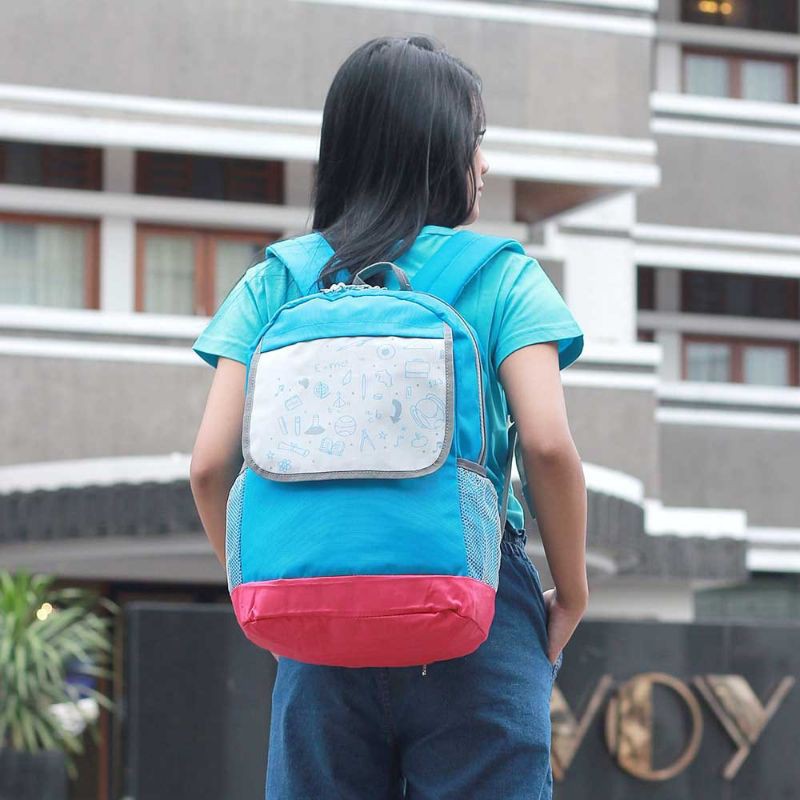 Tas Backpack Wanita Terbaru Biru | Tas Ransel Cantik Kekinian | Tas Sekolah Kuliah Kerja | Tas Gendong Cewek | Tas Perempuan Termurah Bahan Cordura Premium