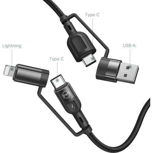 Mcdodo Kabel 4 in 1 Multi Fungsi Type C to USB A Type C to Lightning 60W Quick Charger