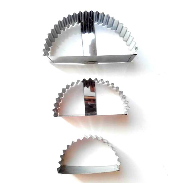3Pcs Cutter Cetakan Kue Kering Pastel Setengah Lingkaran