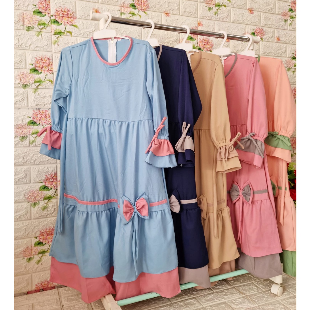 Baju Gamis Muslim Anak Perempuan Set Kerudung