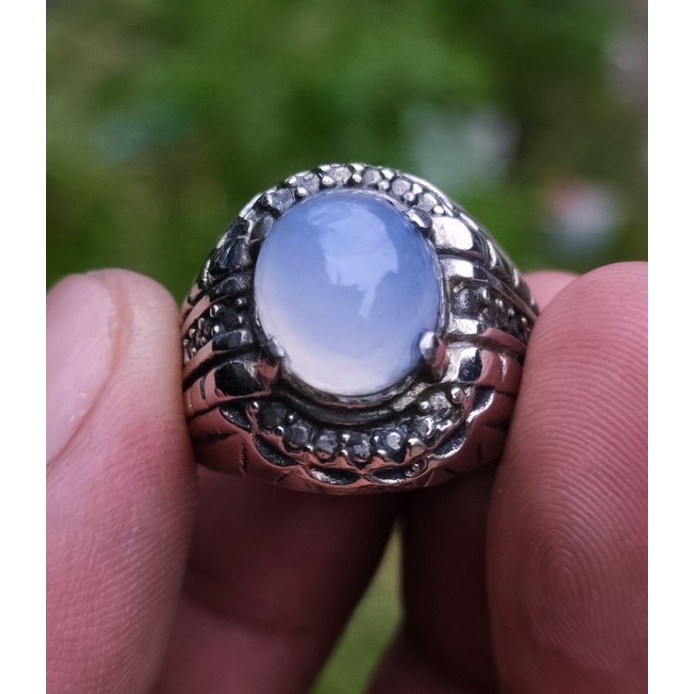 Cincin Batu Akik BIRU LANGIT BATURAJA Asli batu alam bukan sintetis dyed bukan yaman pirus bacan gar