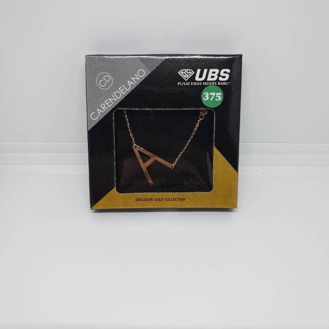 Kalung Emas 375 Alpha Beta Milea UBS Carendelano Huruf A