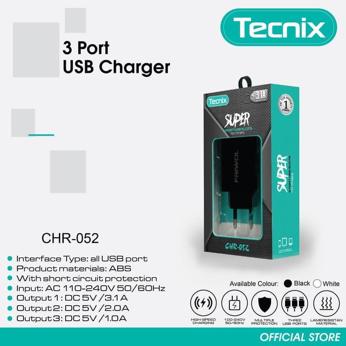 TECNIX CHARGER 3.1A CHR-052 3 Output