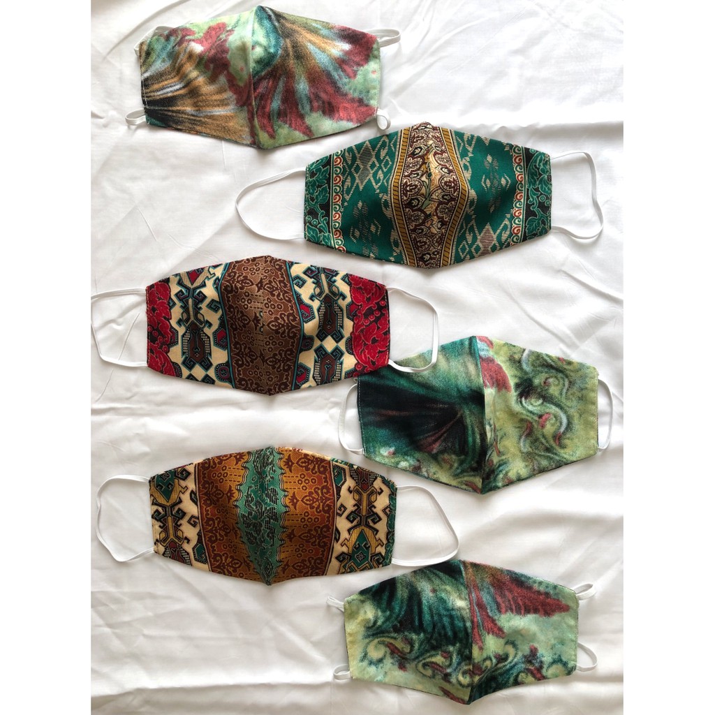 MASKER KAIN BATIK (ETNIK BATIK) 3 LAPIS/PLY EARLOOP DAN HIJAB/HEADLOOP NONMEDIS