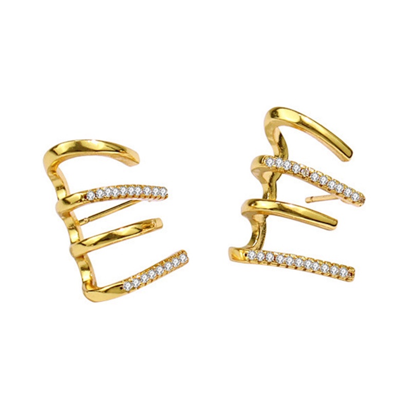 Anting Stud 4 Efek Kristal Bahan Stainless Steel Metal Gaya Korea Untuk Wanita