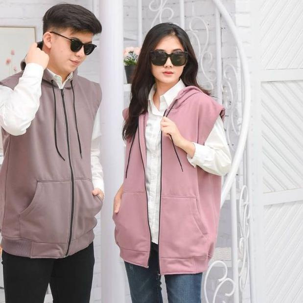 ♨ [BRYLEAN] ROMPI ZIPPER HODIE Sweater Hoodie Jaket Tanpa Lengan Cowok Cewek ℮