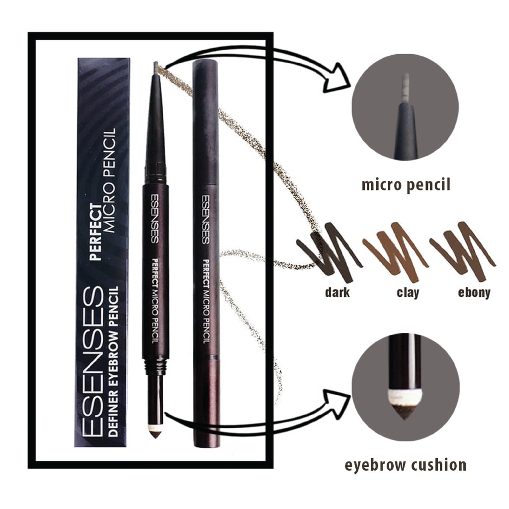 ESENSES Perfect Brow Micro Pencil [ Pensil Alis With cushion dengan 3 pilihan warna  ]