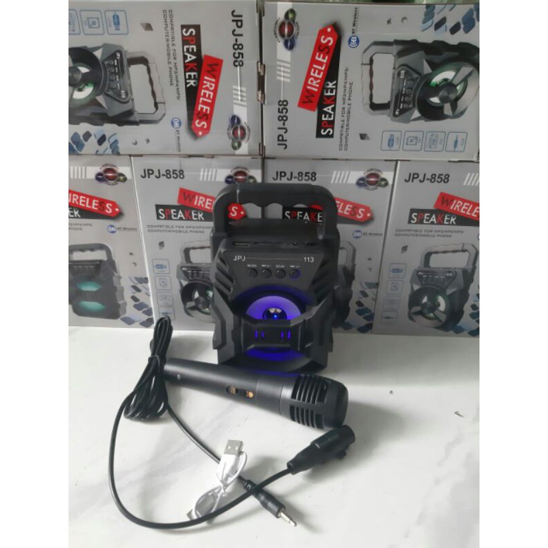 SPEAKER BLUETOOTH +MIC KARAOKE JPJ 113/858 + MIC WIRELESS BLUETOOT BASS SUDAH PLUS MIC
