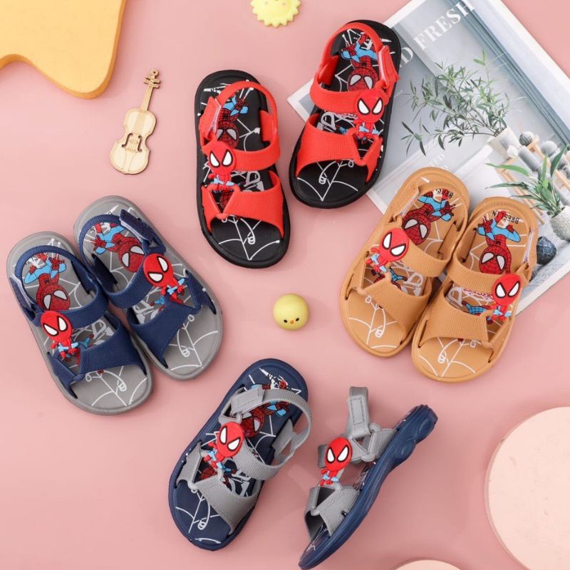 Sandal Tali Anak Laki Sandal Gunung SPIDERMAN Karet Jelly Import