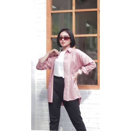 OVERSIZE KEMEJA LINEN - BAJU ATASAN KEMEJA BLOUSE POLOS WANITA - ALEA SHIRT