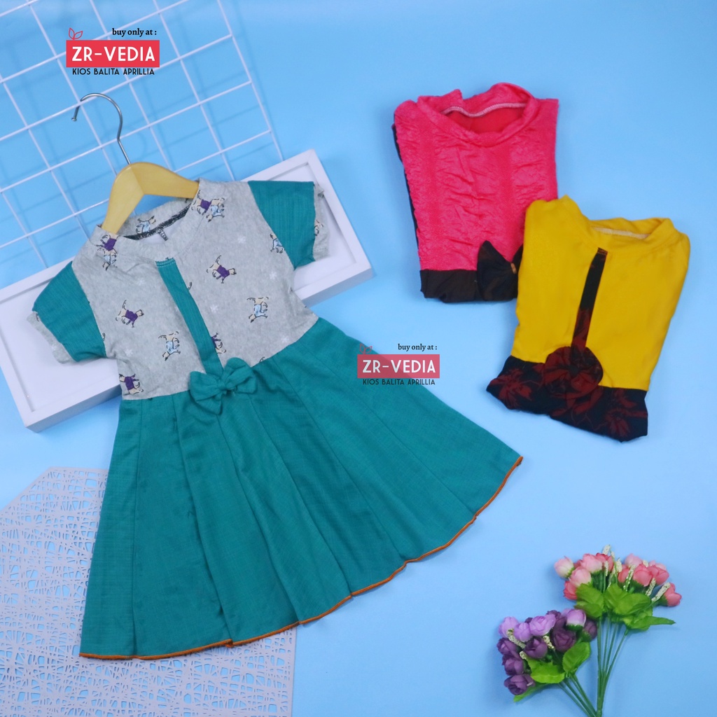 Dress Pita uk 1-2 Tahun / Dres Lengan Anak Perempuan Harian Baju Gaun Pesta Kids Adem Murah