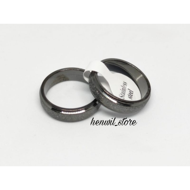 Cincin titanium pria wanita motif pasir