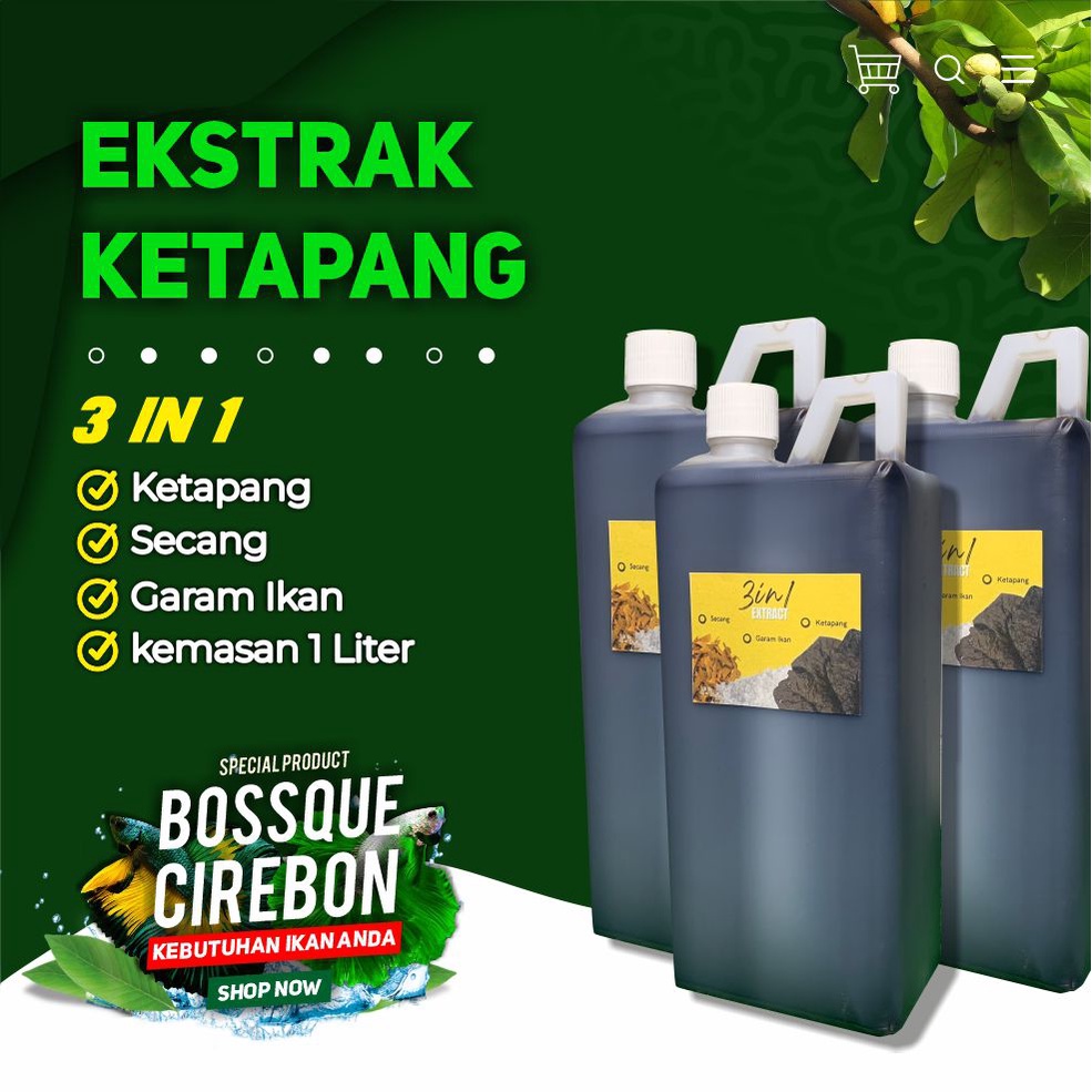 [Free Pipet Tetes] Ekstrak Ketapang Secang Garam 3in1 1 Liter - Grosir Ikan Cupang Channa Anti Sakit Extract Stamina Booster