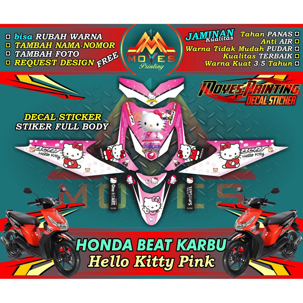 stiker hello kitty beat karbu decal stiker hello kitty beat karbu striping motor beat karbu full bod