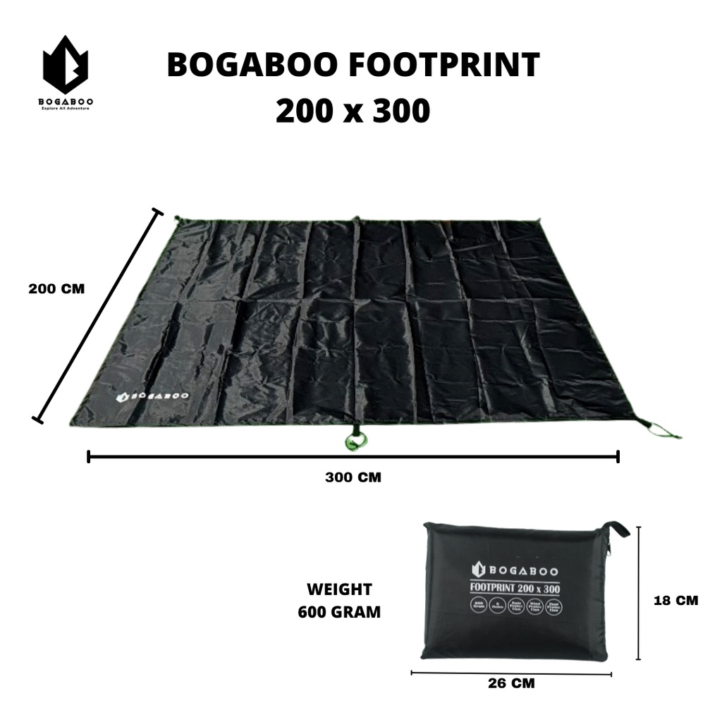 Footprint / Alas Tenda Bogaboo 300 CM X 400 CM Foot Print Tneda - Terpal Tenda Bisa Untuk QUECHUA ARPENAZ FAMILY - TENDA TUNEL