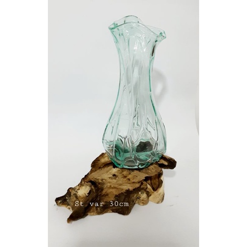 Vas Kaca variasi tinggi 40cm / kaca tiup /kaca Bali/ kaca aquarium/kayu Bali