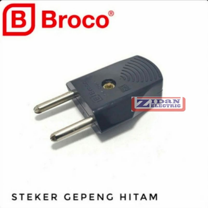 Steker Gepeng Hitam Broco / Colokan Listrik Gepeng Hitam Broco