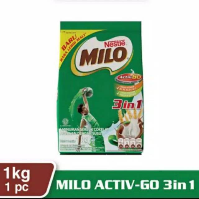 

Milo nestle susu ACTIV-GO 3in1 susu bubuk coklat 1 Kg