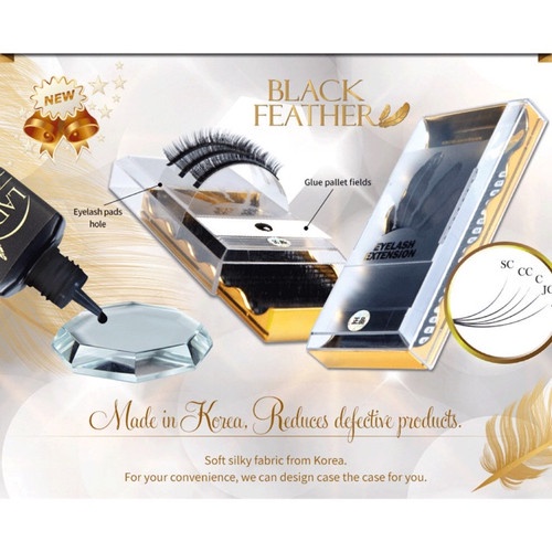 Black feather premium eyelash extension made in korea