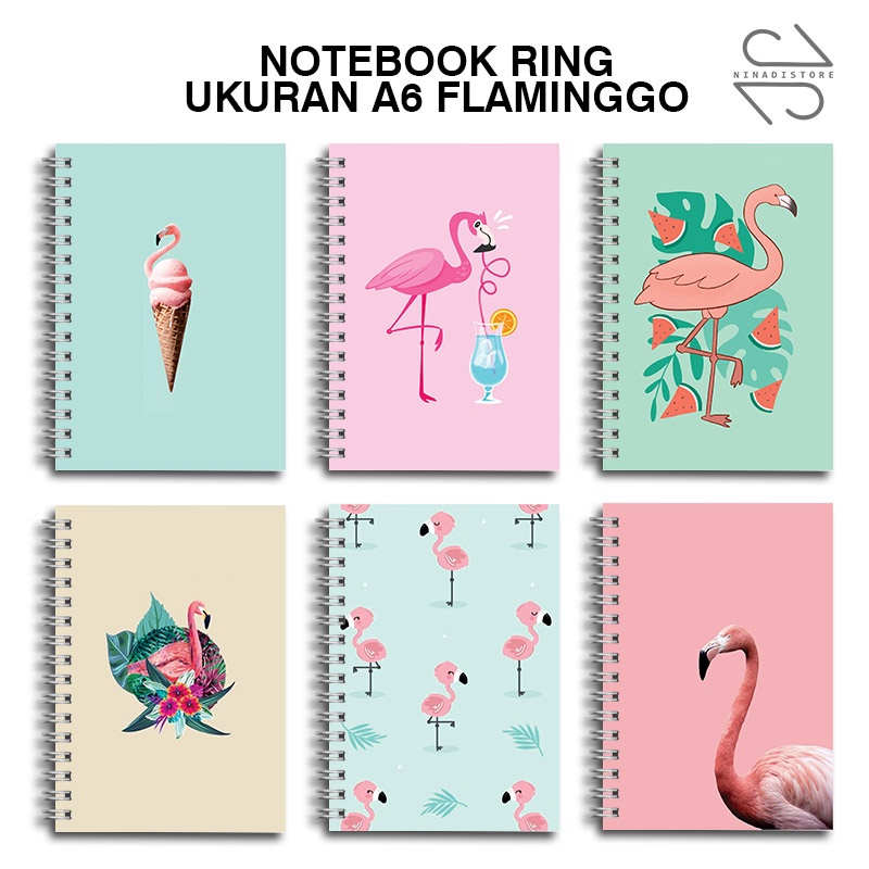 

Buku Tulis Catatan buku notebook buku diary Notebook Ring Spiral A6 60 Lembar koleksi gambar Flamingo