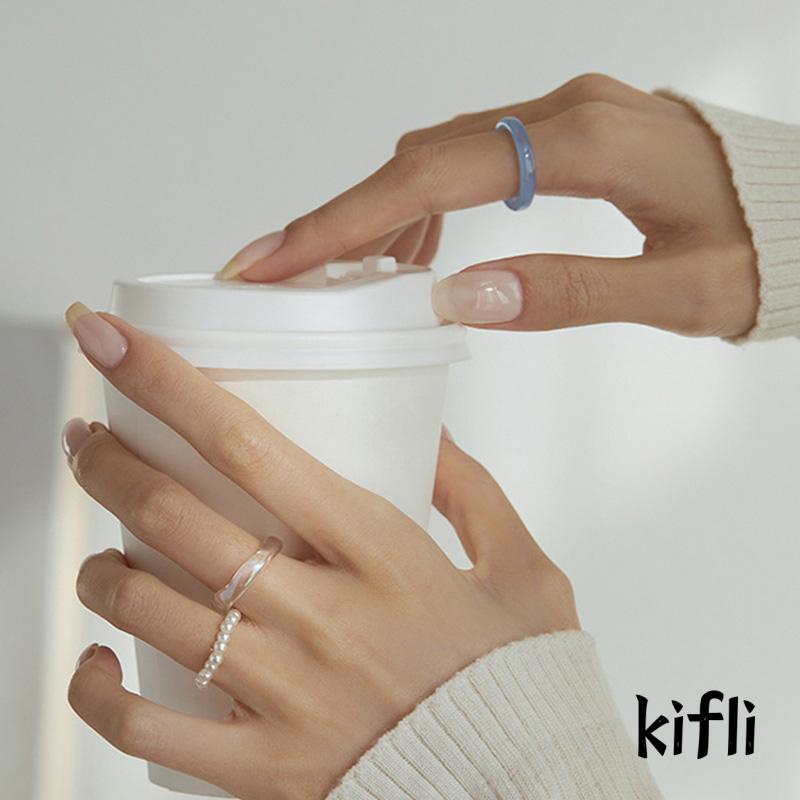 3pcs / Set Cincin Mutiara Resin Bahan Akrilik Untuk Wanita