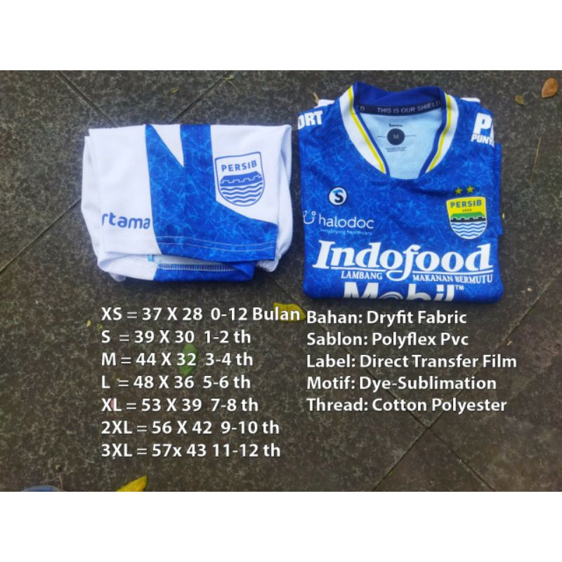 Jersey Persib Anak Original Suporter Edition Setelan Jersey + Celana 0 - 12 Tahun