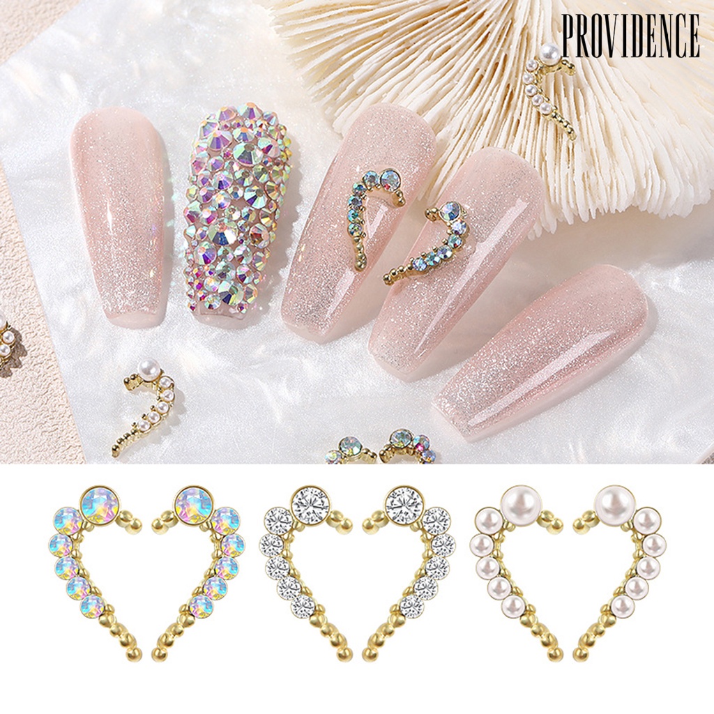 Providence 10Pcs Manicure Decoration DIY Easy to Apply Compact Nail Art Symmetrical Heart-shaped Alloy for Photography