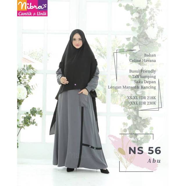 NS 56 Gamis Nibras Abu Hitam Maroon