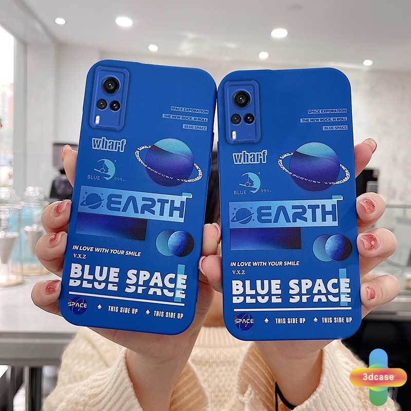 Soft TPU Case Samsung A10S A50 A20S A03S J7 Prime A02S A20 A72 A32 A52 A12 A51 A50S A10 A30S A52S A30 M12 M10 M01S A54 A15 A16 A9 A5 Y12 Y20 A12 Motif Klein Blue Space Camera Lens Protection Case Cover