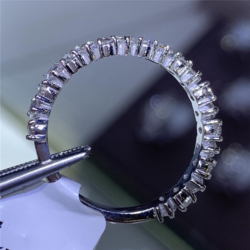 Cincin Wanita Warna Silver Hias Kristal Cubic Zirconia Untuk Pesta Pernikahan