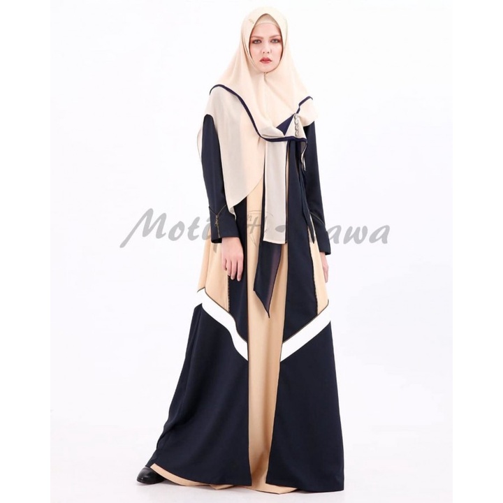 Gamis Syar'i Premium Motif Hawa MV - MH Syar'i Blue Black