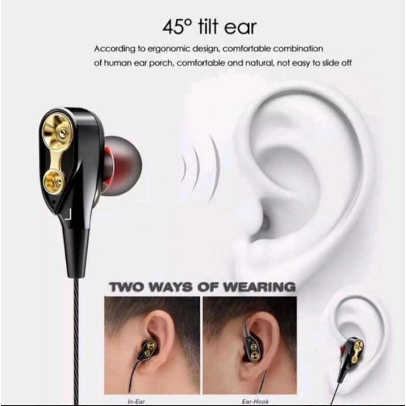 Headset 4D Dual Hifi Stereo Jack 3.5mm Handsfree Audio HD SUPER Pure BASS