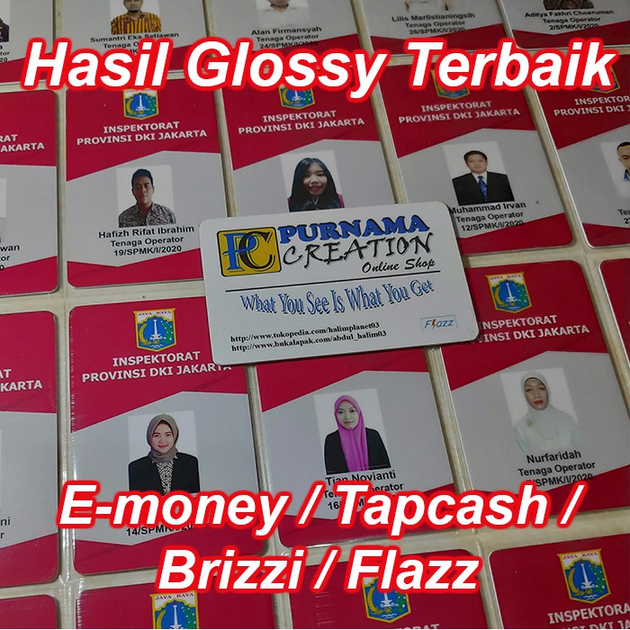 Cetak idcard id card name tag emoney tapcash brizzi flazz GLOSSY / MENGKILAP