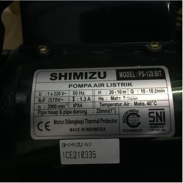 Shimizu Mesin Pompa Air Listrik Sumur Dangkal PS-128 BIT SNI PS 128