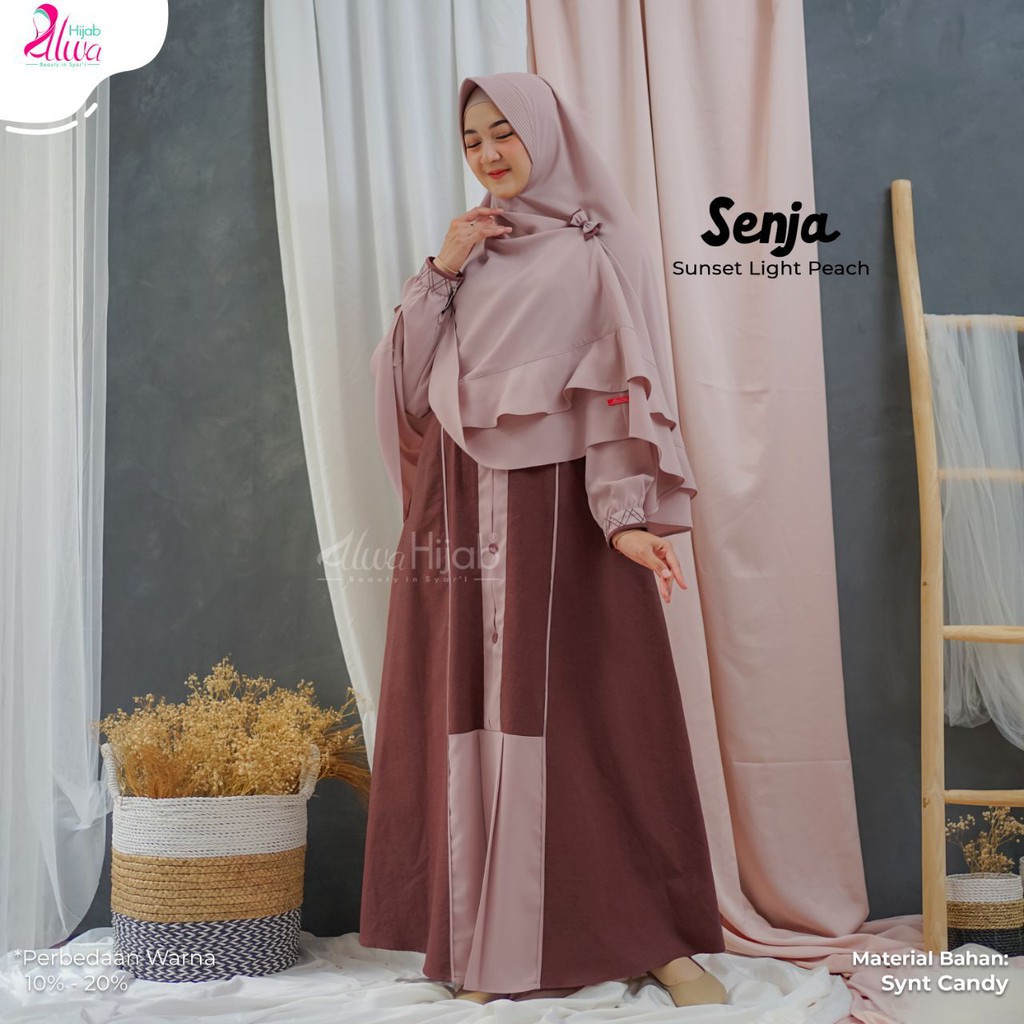 [READY KIRIM] Gamis Set Khimar SENJA Alwa Hijab Original - Gamis Remaja TERBARU -Gamis COUPLEAN