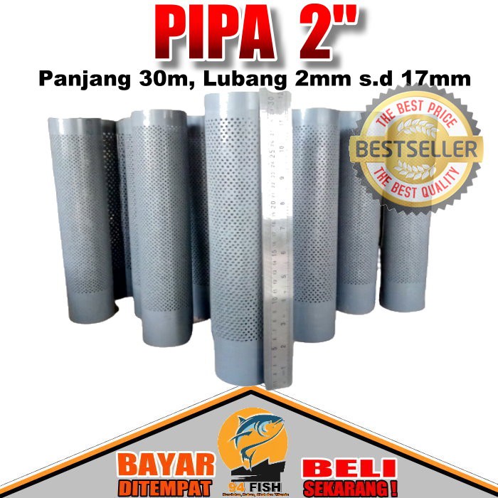 PIPA PEMBUANGAN KOLAM PARALON PEMBUANGAN PIPA FILTER KOLAM 2 INCH PANJANG 30CM LUBANG 2MM