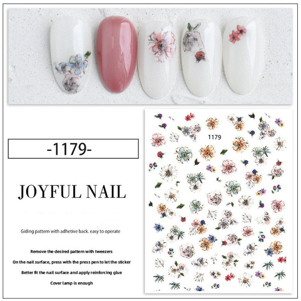 R-flower Nail Art Stickers Acrylic 3D DIY Aksesoris Perekat Diri