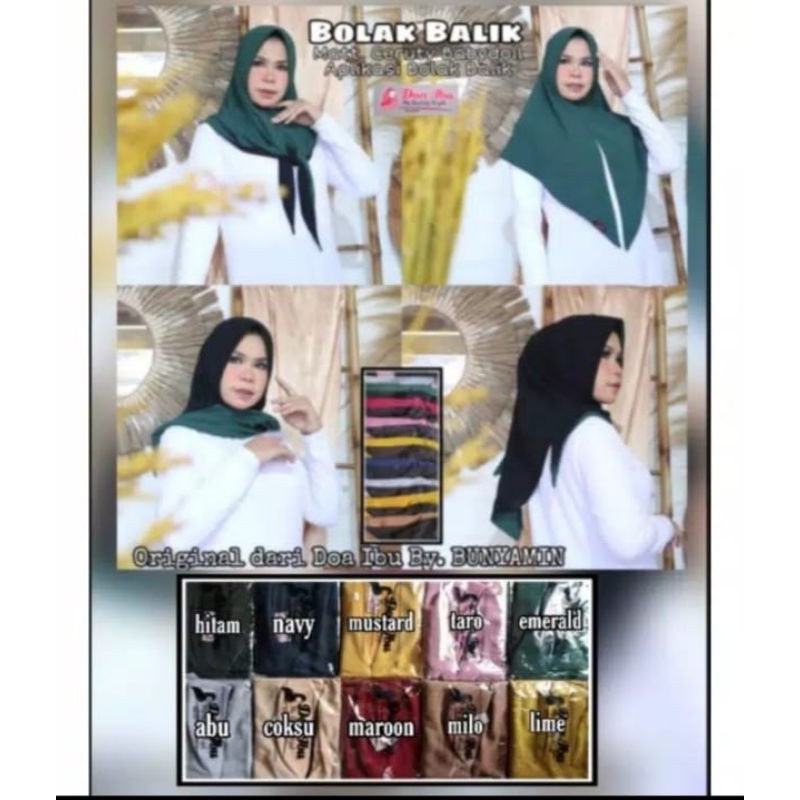 S3 BOBAL ORIGINAL DOA IBU | HIJAB SEGITIGA BOLAK BALIK SOFT PED | HIJAB INSTAN | CERUTI BABYDOLL