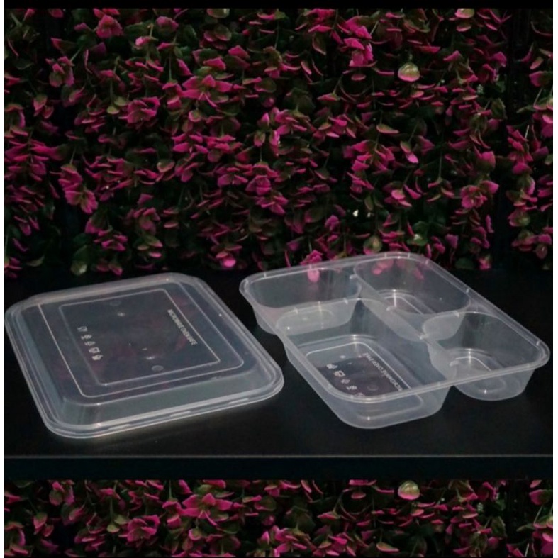 Bento Box Sekat 4/ kotak makan / thinwall containers / food box(25pcs)