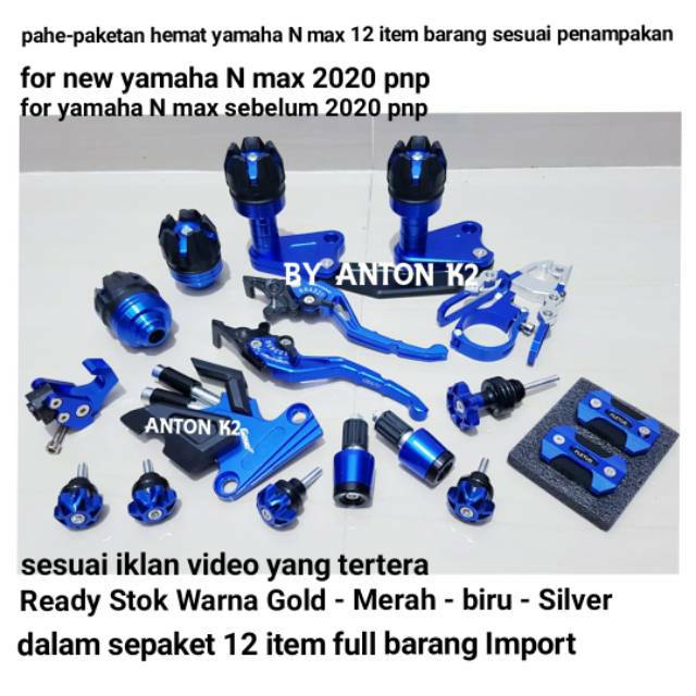 VARIASI JALU KNALPOT BELAKANG-AKSESORIS PAKET 12 ITEM MOTOR YAMAHA N MAX-NMAX OLD/YAMAHA NMAX-N MAX 