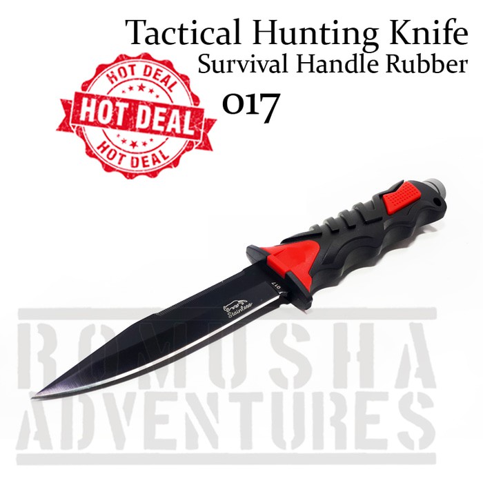 FIXED KNIFE 017 TACTICAL HUNTING RUBBER HAND GRIP SURVIVAL OUTDOOR
