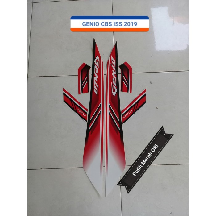 Striping Lis Stker Motor Honda Genio CBS ISS 2019 Putih Merah luwes