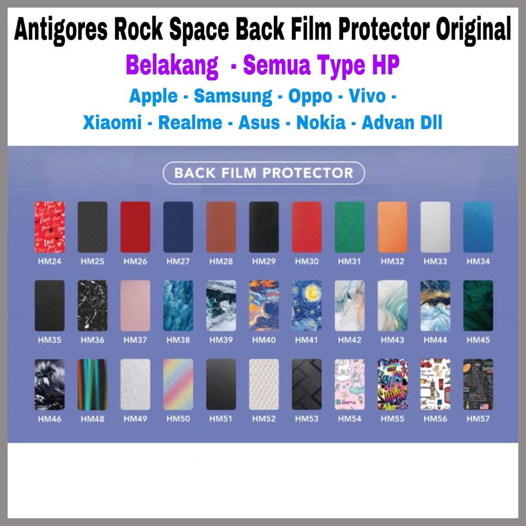 Antigores Rock Space Back Film Protector Original Belakang - Semua Type HP